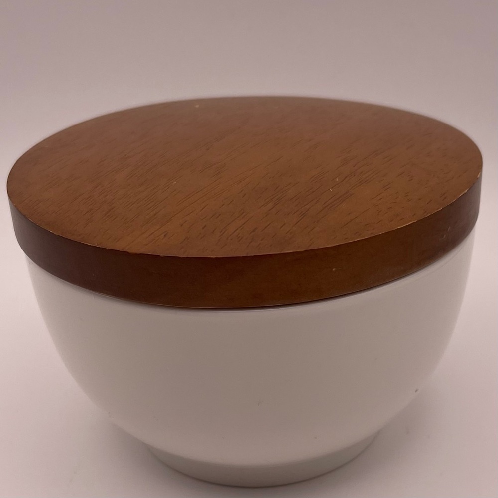 Villeroy & Boch Covered Bowl | White Porcelain w/Wood Lid Storage Container
